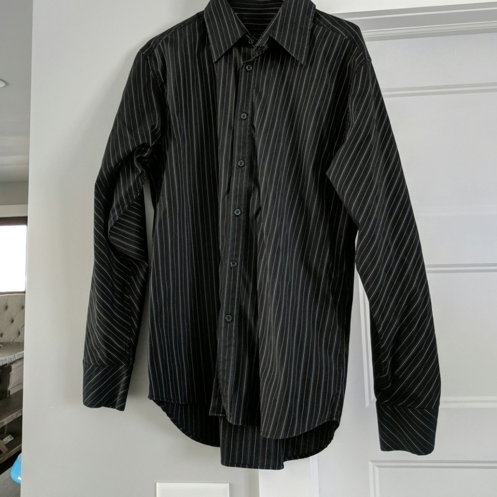Black Pinstripe Men's Dress Shirt
